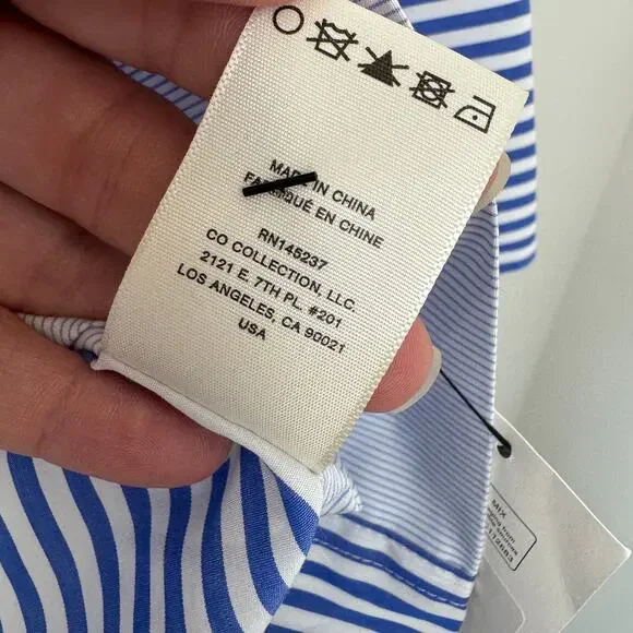 CO Essentials Blue & White Striped Cotton Poplin Shirt NEW Size Small - Picture 7 of 14